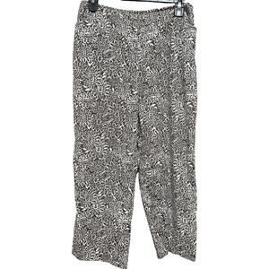 Ann Taylor Loft Pants Women 8 Brown White Floral Pockets Cotton Blend Casual